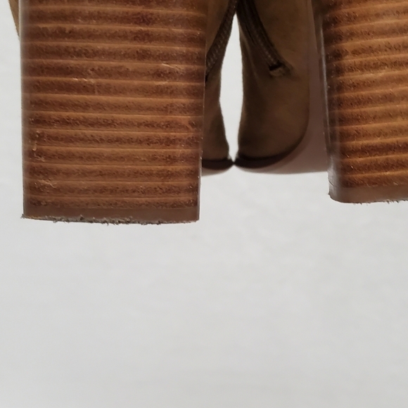 VINTAGE 90s Candies Caramel Faux Suede Stacked Heel Square Toe Knee High Boots 8 - Picture 14 of 16